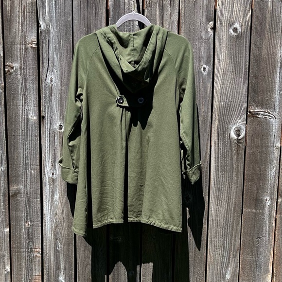 For Cynthia green linen blend hooded flare jacket size medium - Picture 10 of 16